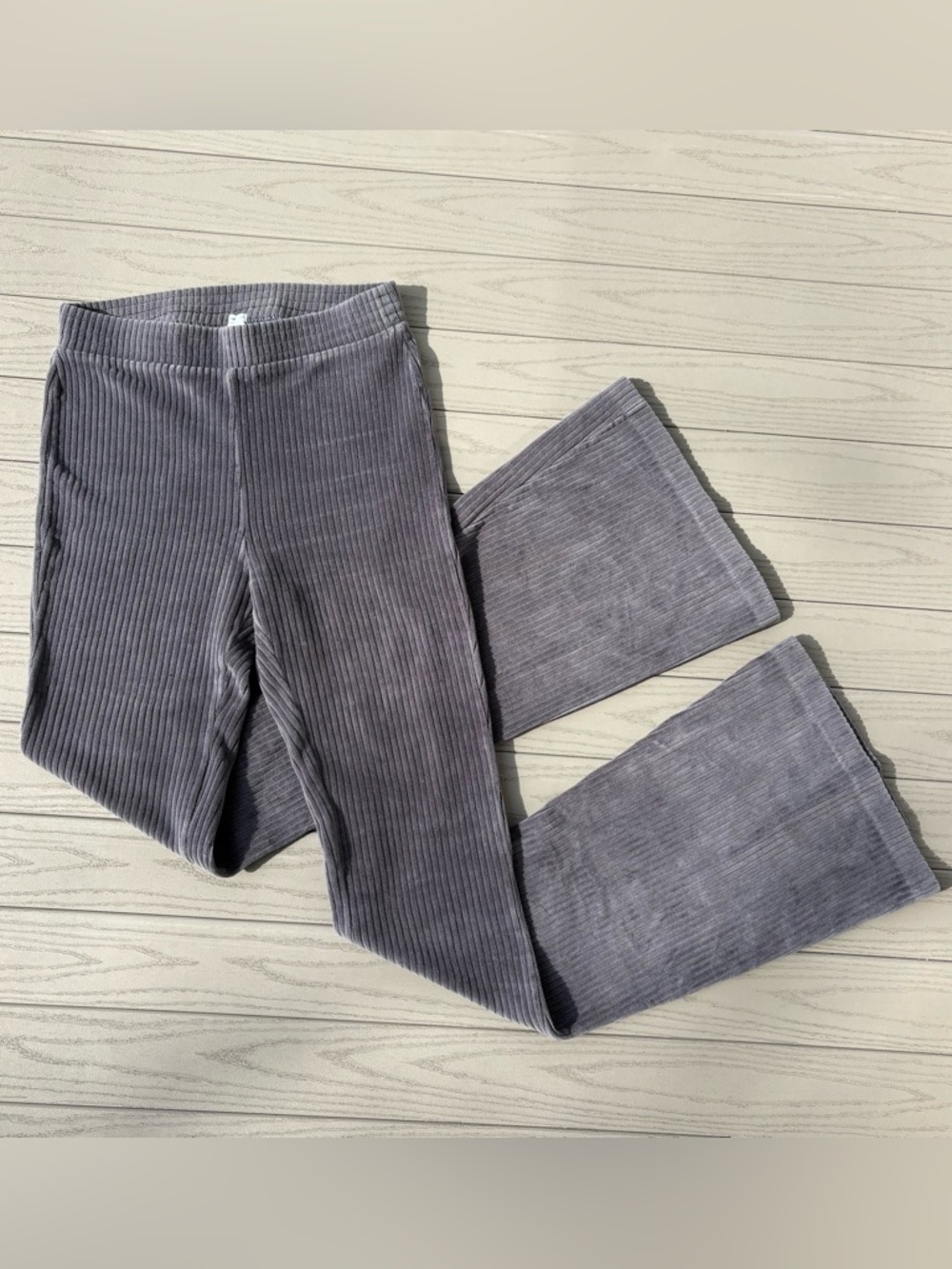 Aerie Sz S Long Grey Velvet High Rise Flare Leggings